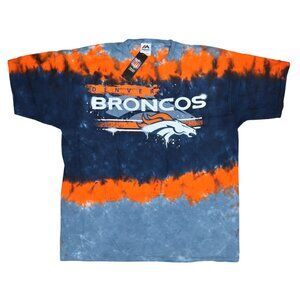 Denver Broncos NFL Liquid Blue Tie Dye Horizon Crew Neck T-Shirt NWT
